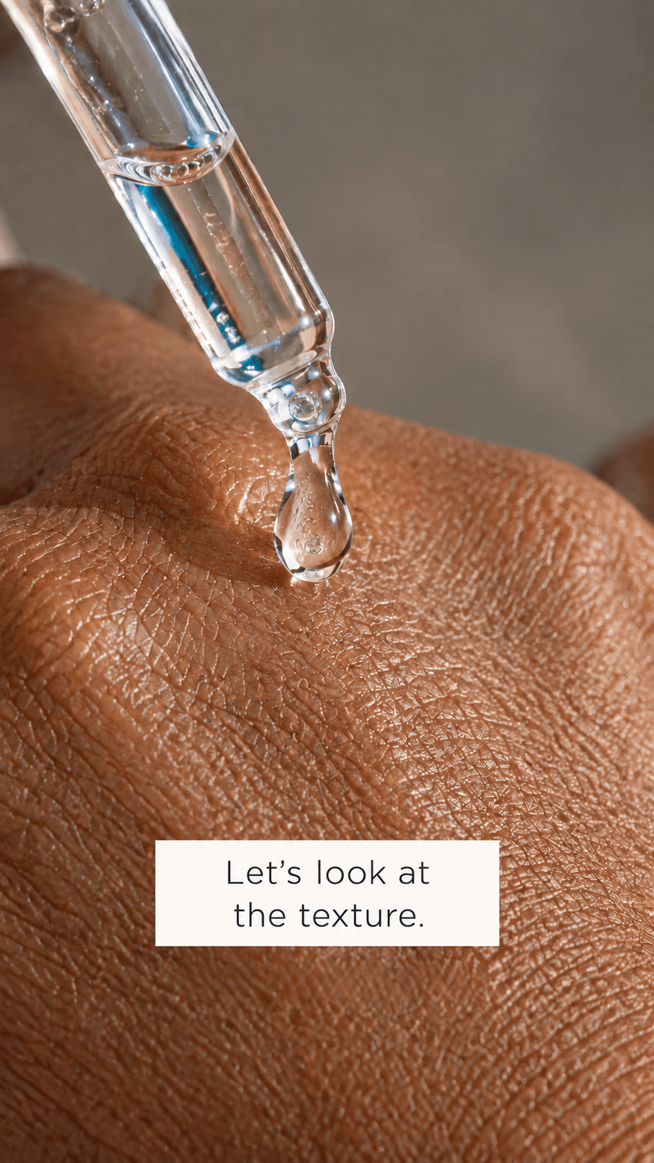 Close-up of serum texture on skin
